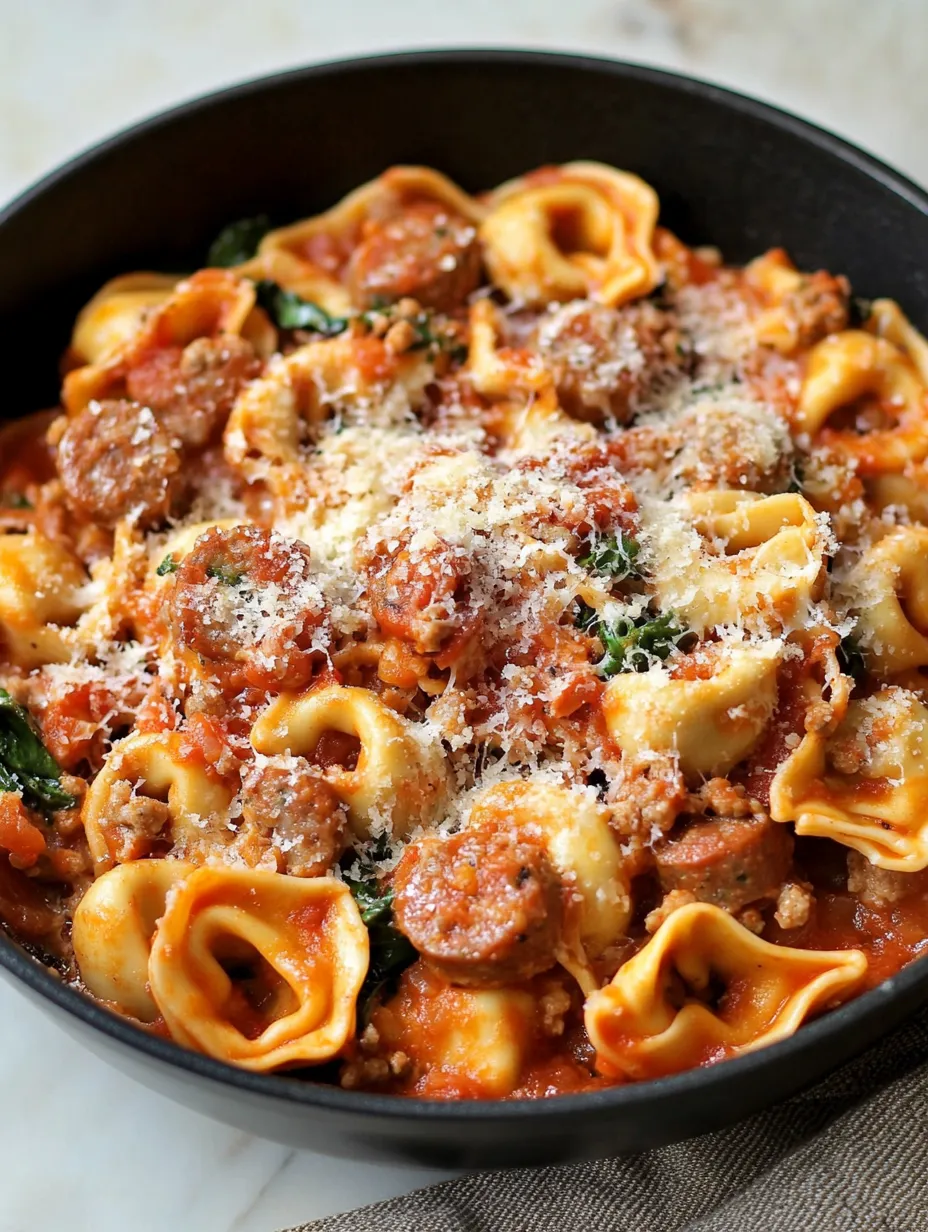 Easy One Pan Tortellini with Sausage