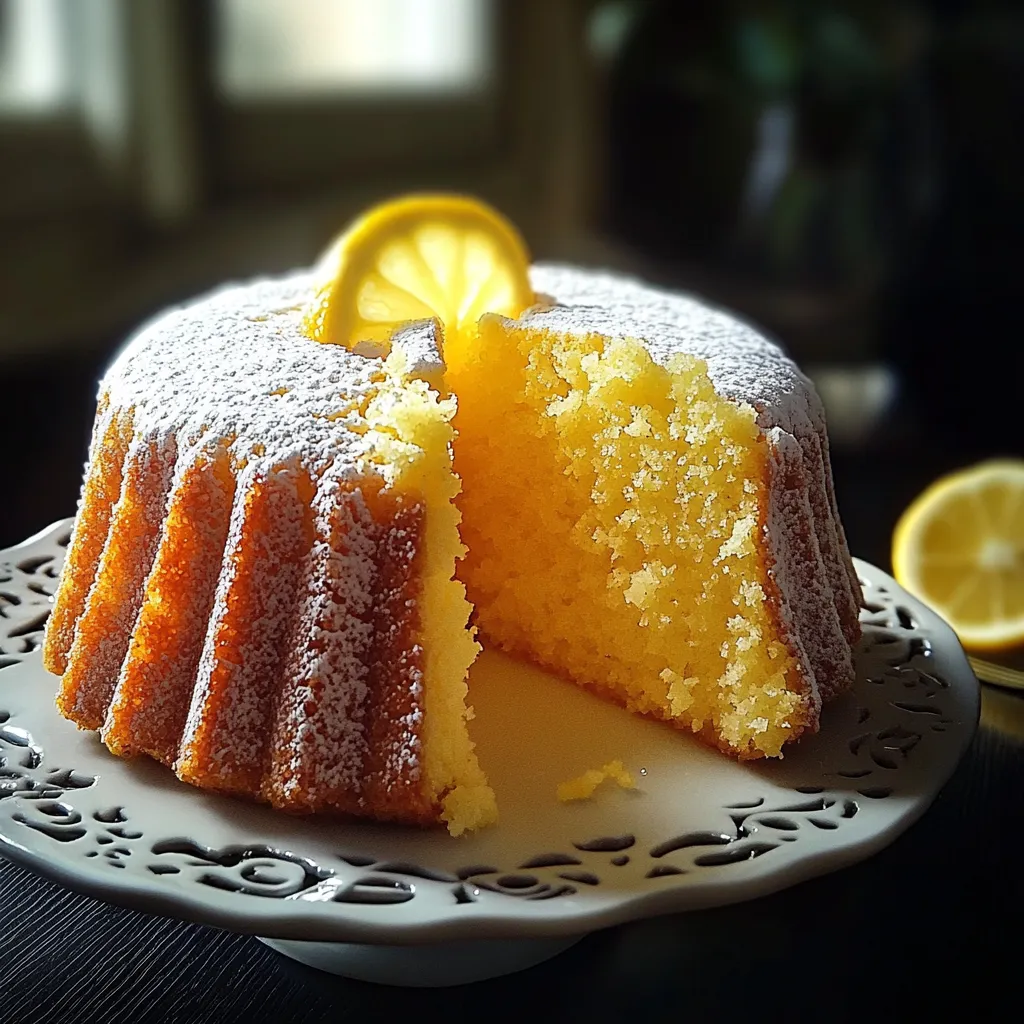A slice of lemon cake on a plate.