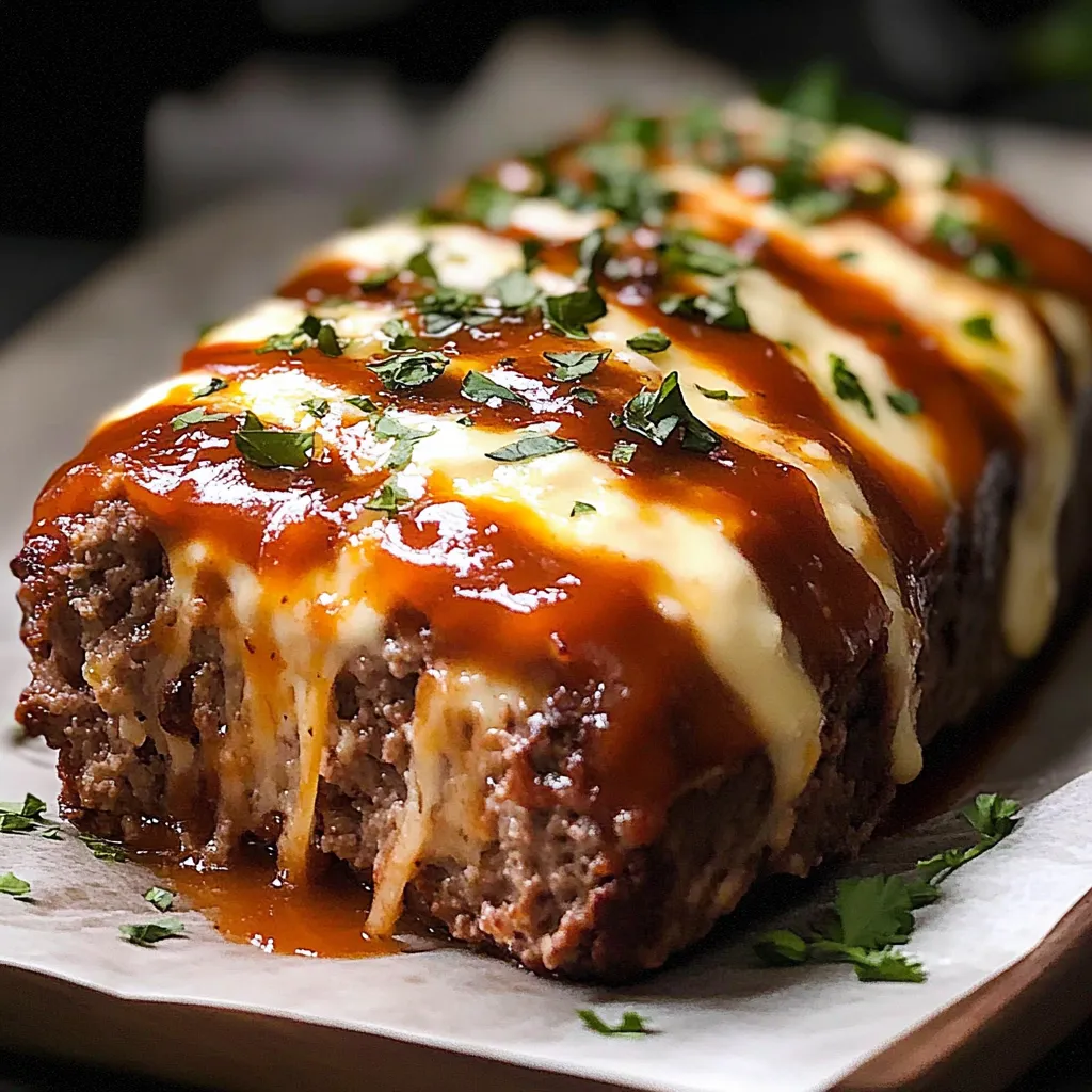 A piece of meat with cheese and sauce on a plate.