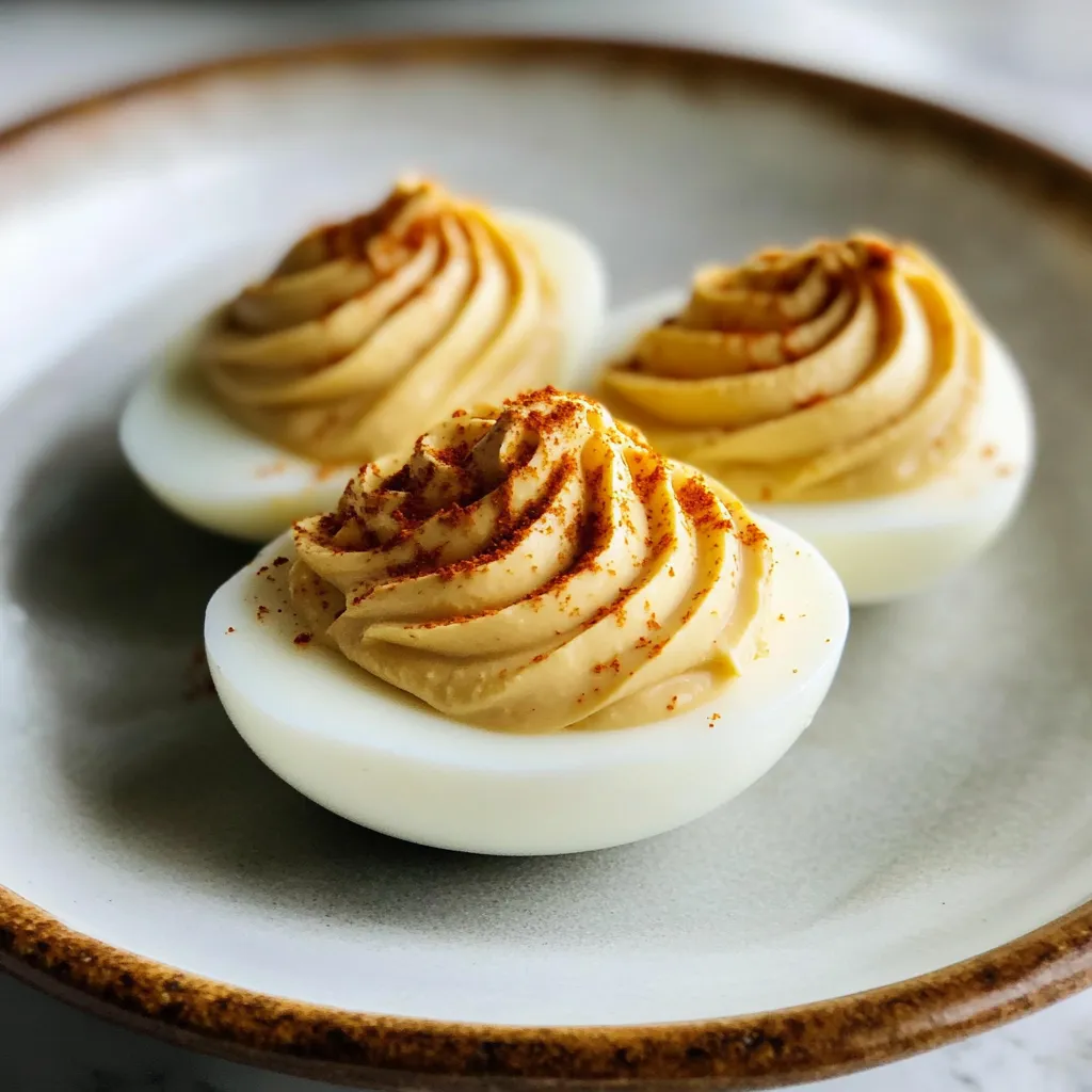Two eggs with sauce on a plate.