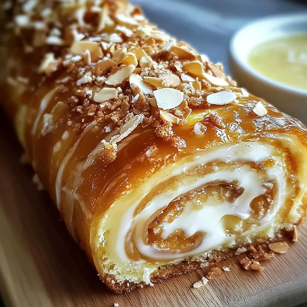 A pastry with almonds on top.