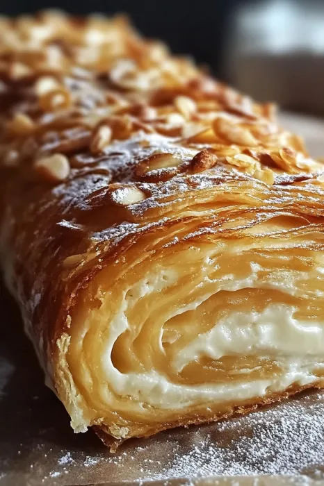 A pastry with nuts on top.