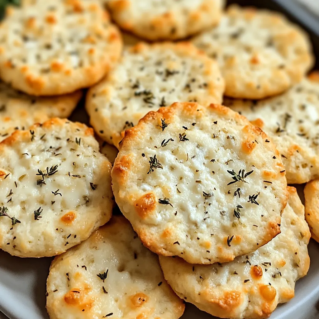 A plate of cheese and herb crackers.