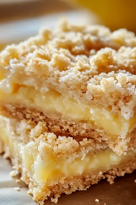 A slice of cake with a crumbly topping.