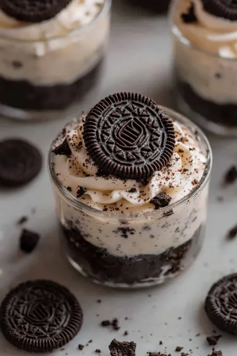 A small cup of Oreo cookie ice cream.