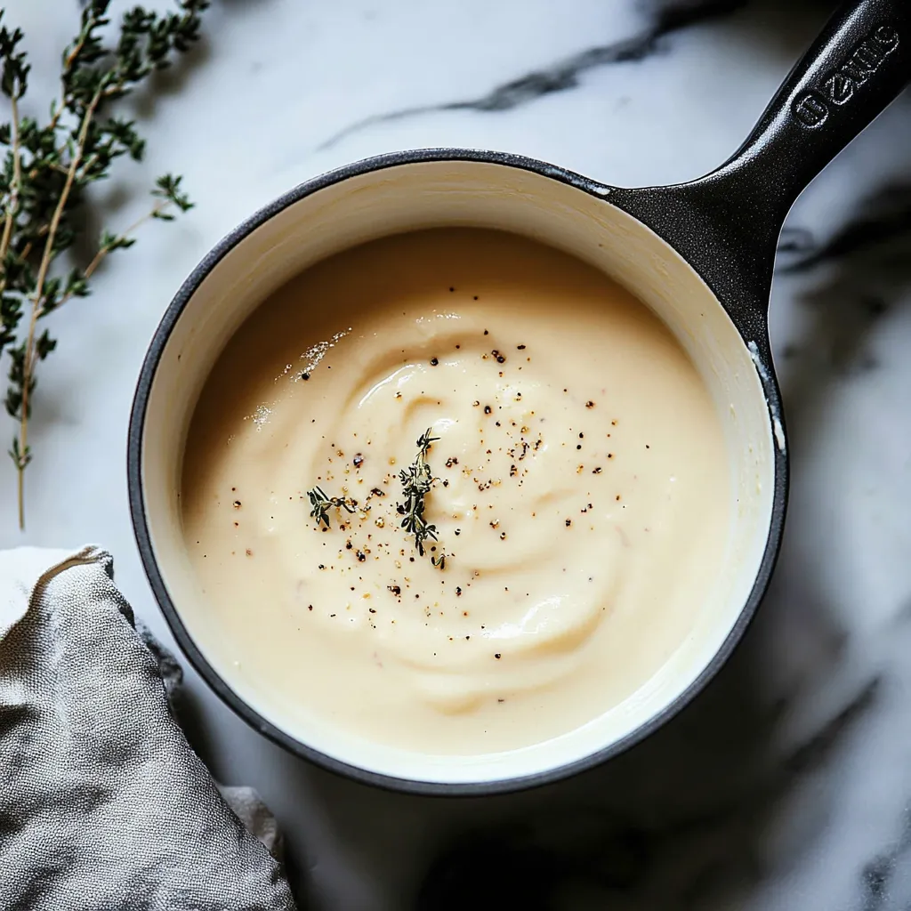 A bowl of soup with a spoon in it.