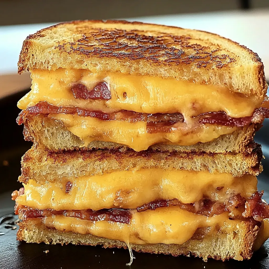 A stack of three grilled cheese sandwiches.