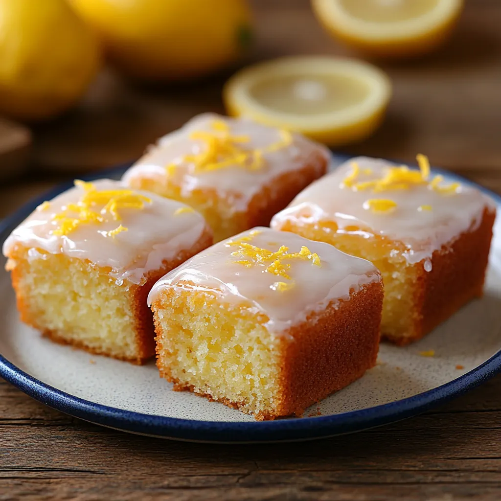 A plate of cake with lemon slices on top.