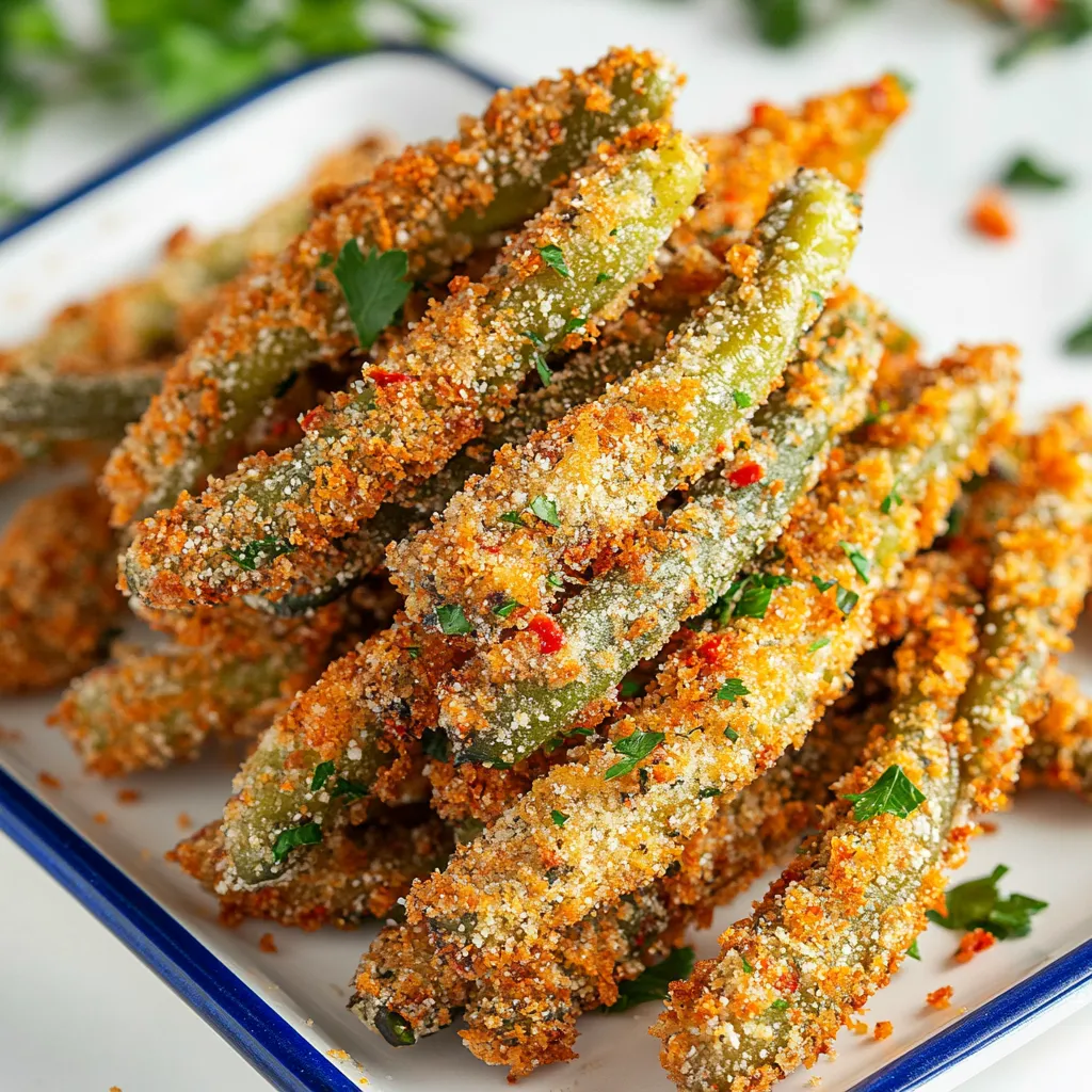 A plate of fried green beans.