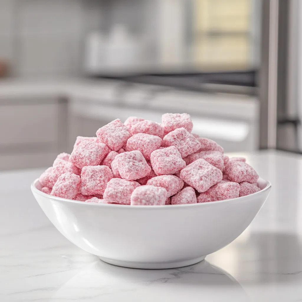 A bowl of pink candy.