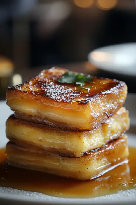 Stack of French toast with powdered sugar.