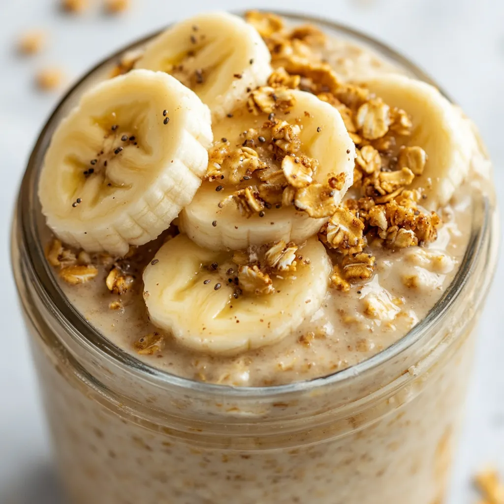 A glass of banana and oatmeal.