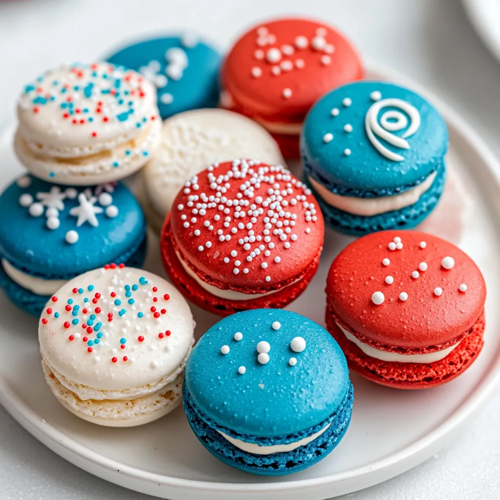 A plate of colorful macaroons.