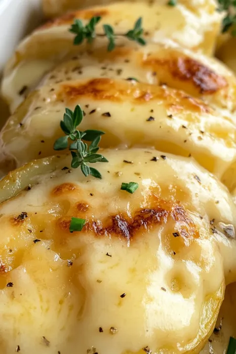 A close up of a piece of cheese with a green herb on top.