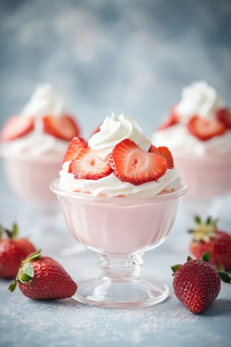 A bowl of strawberry whipped cream.