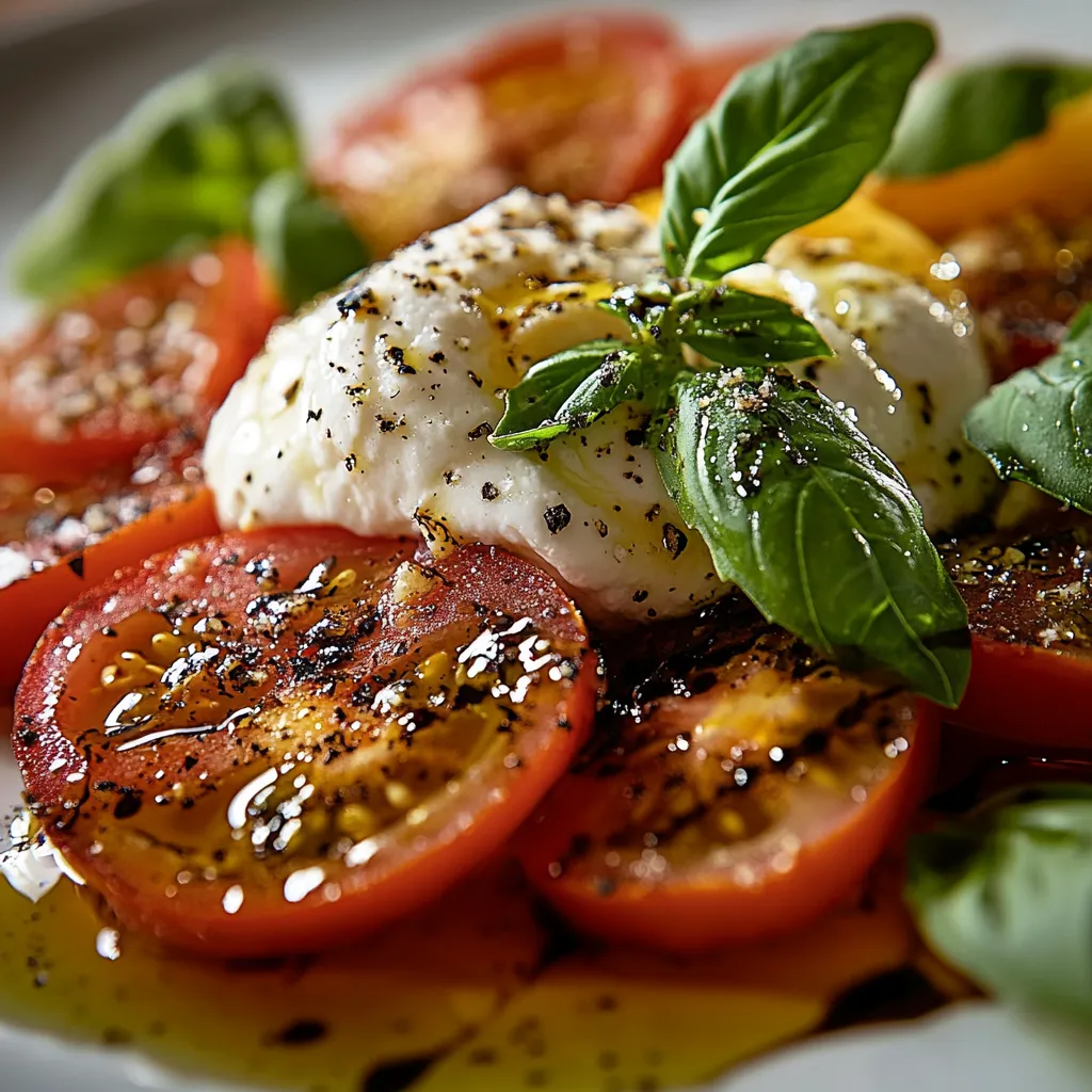 A plate of food with tomatoes and cheese.