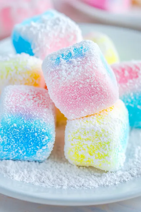A pile of colorful frozen candy.