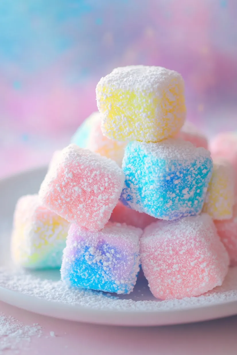A plate of colorful candy.
