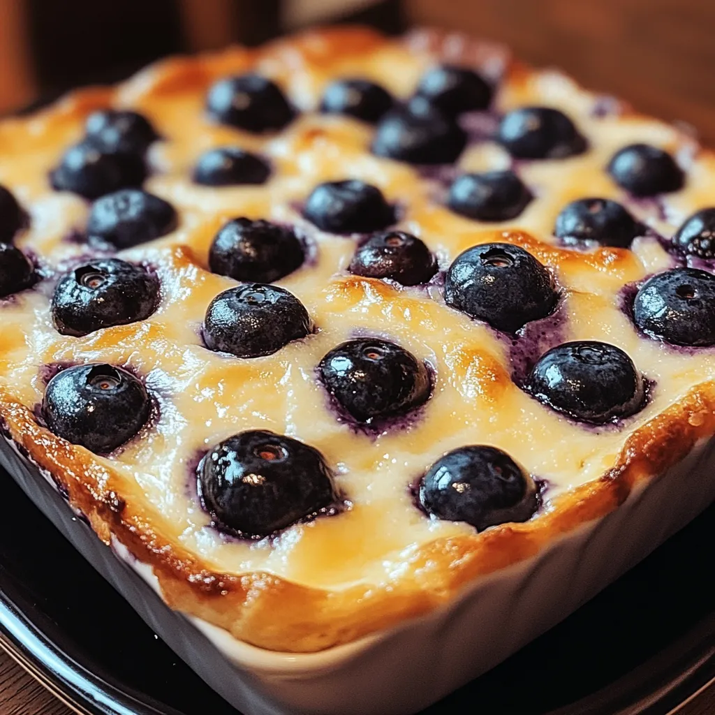 A blueberry cheesecake with a blueberry on top.