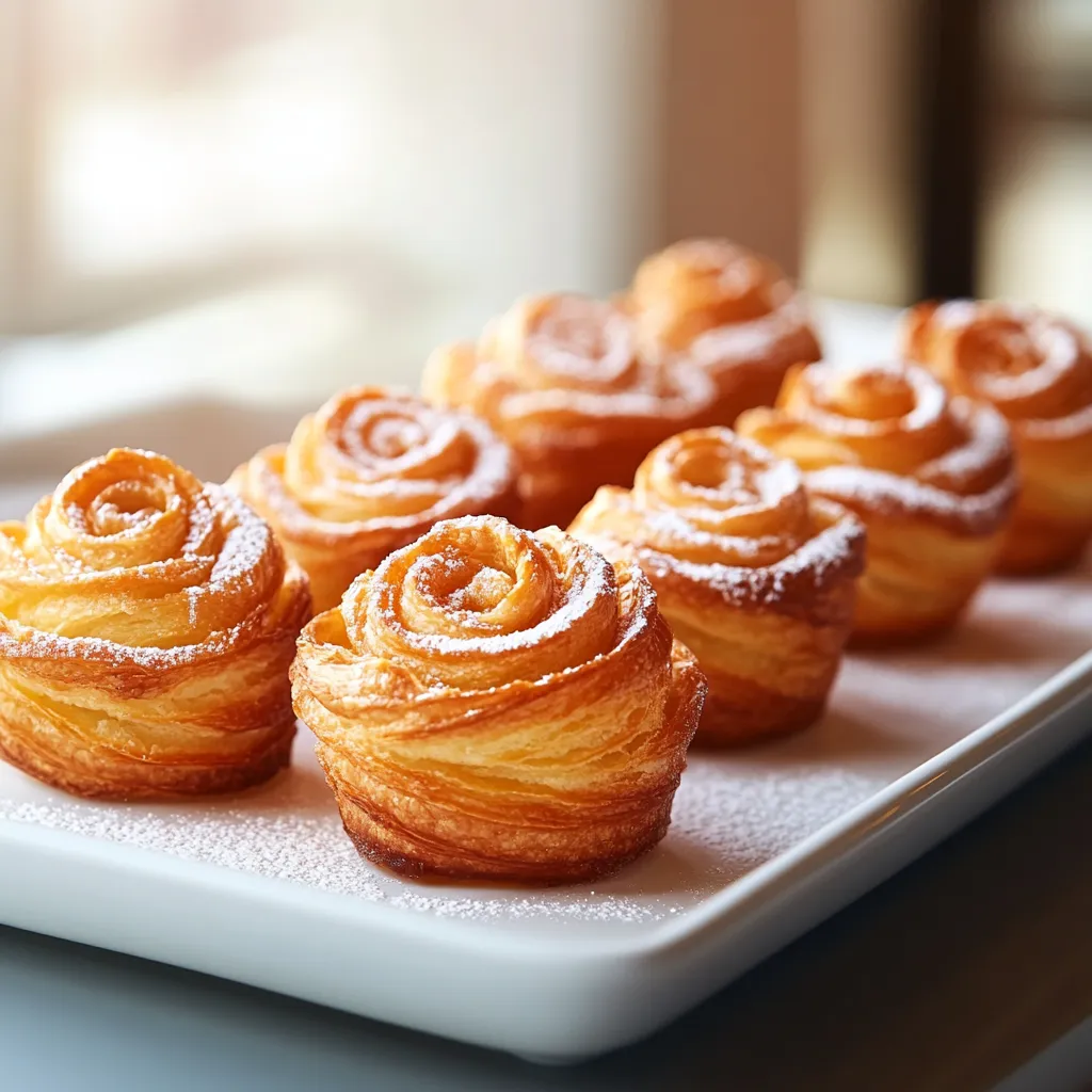 A plate of pastries with powdered sugar on top.