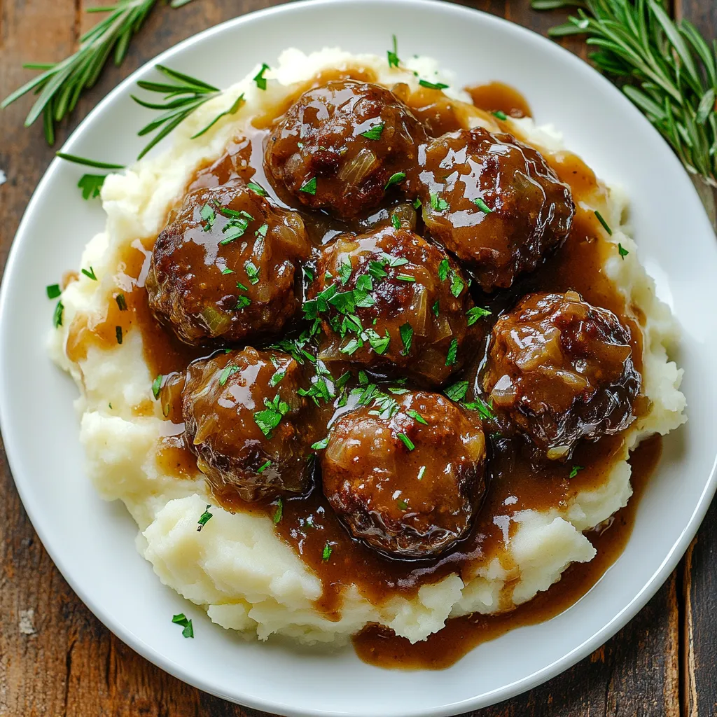 A plate of meatballs and potatoes.