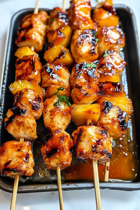 Skewers of meat with sauce.