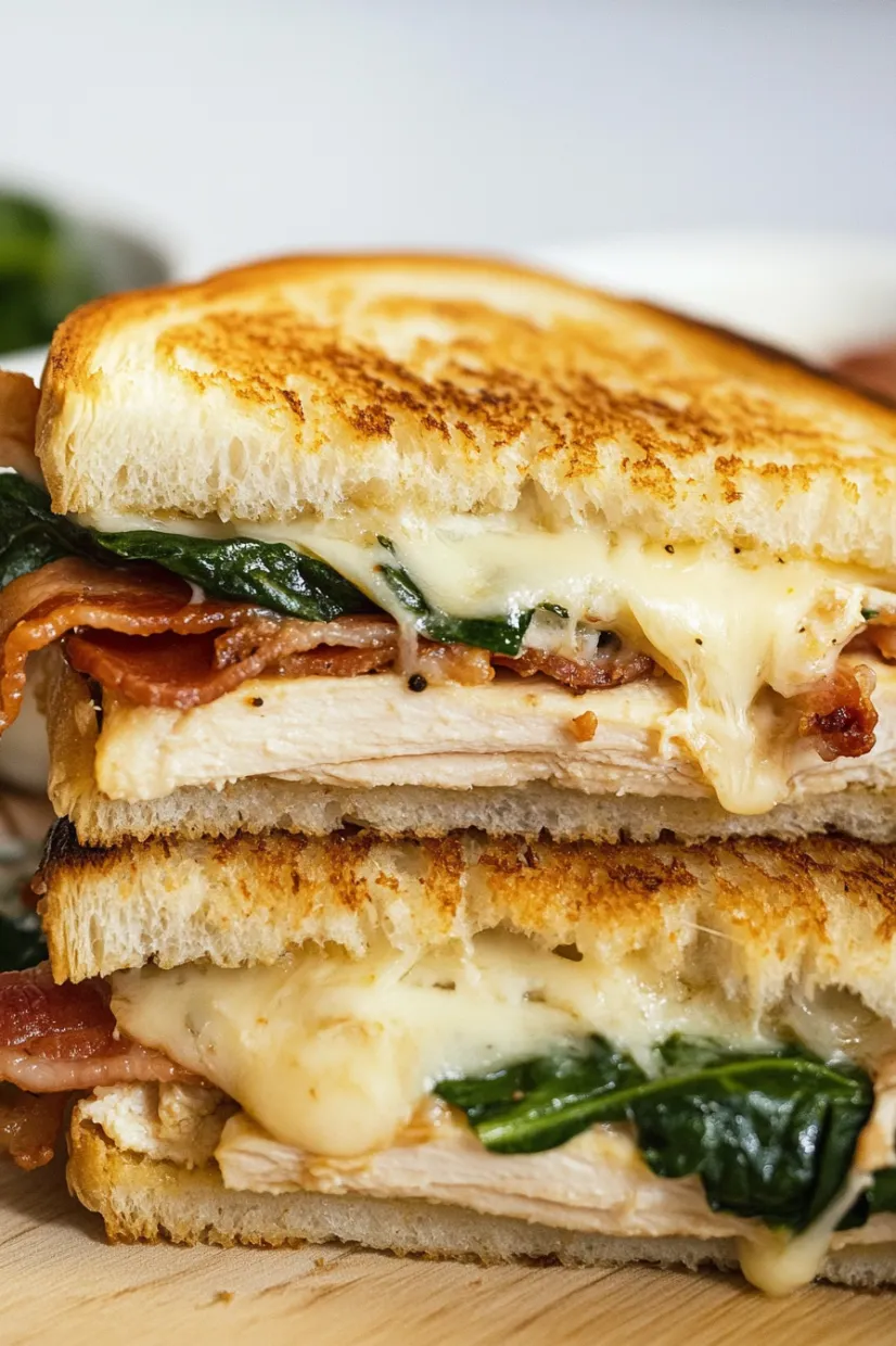 A sandwich with bacon and cheese.