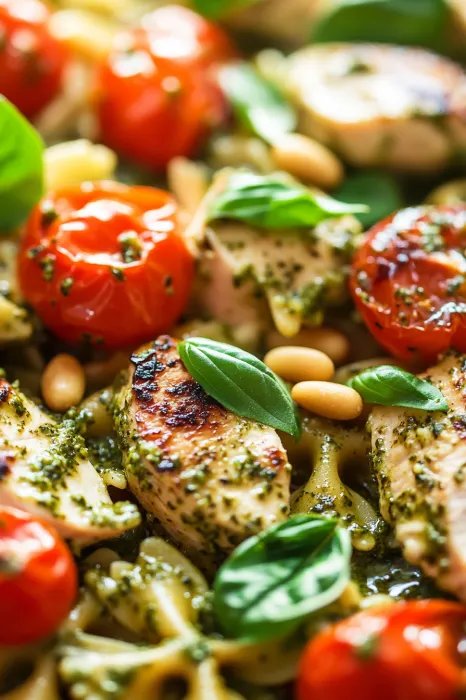 A plate of food with tomatoes, chicken, beans, and spinach.