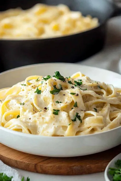 A bowl of pasta with herbs on top.