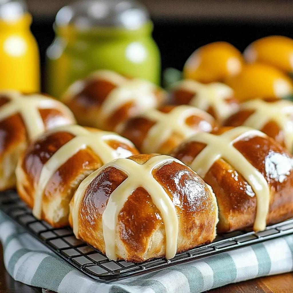 A tray of bread with white icing.