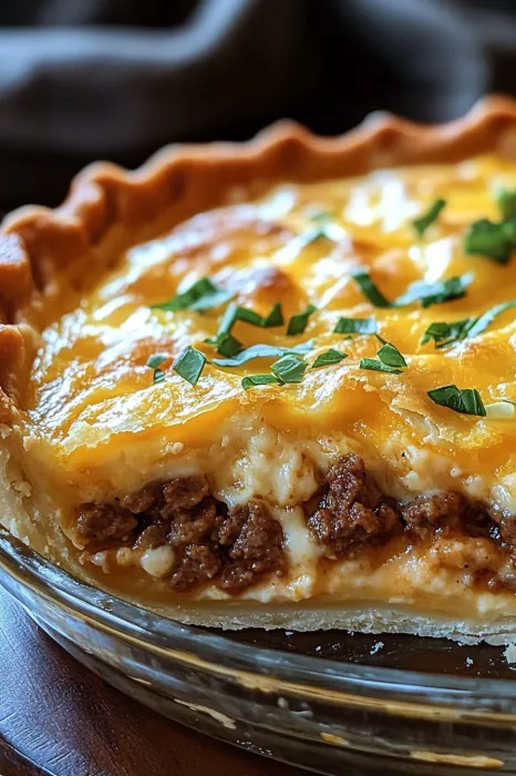 A close up of a pie with a green topping.