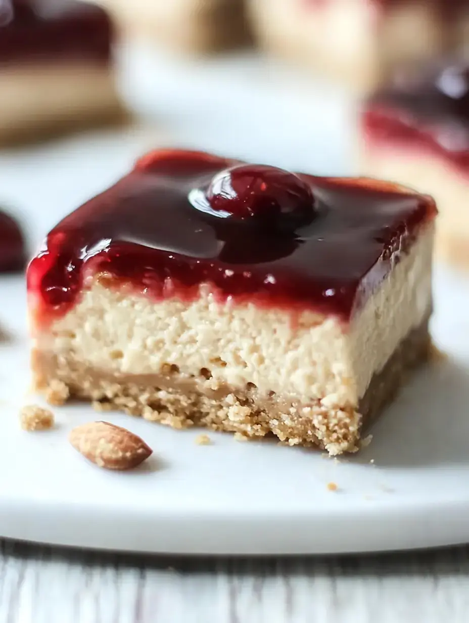 A slice of cheesecake topped with a glossy red cherry glaze on a white plate.