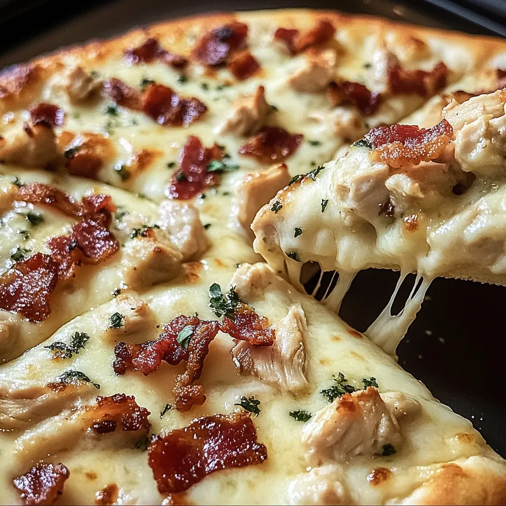 Chicken Bacon Alfredo Pizza