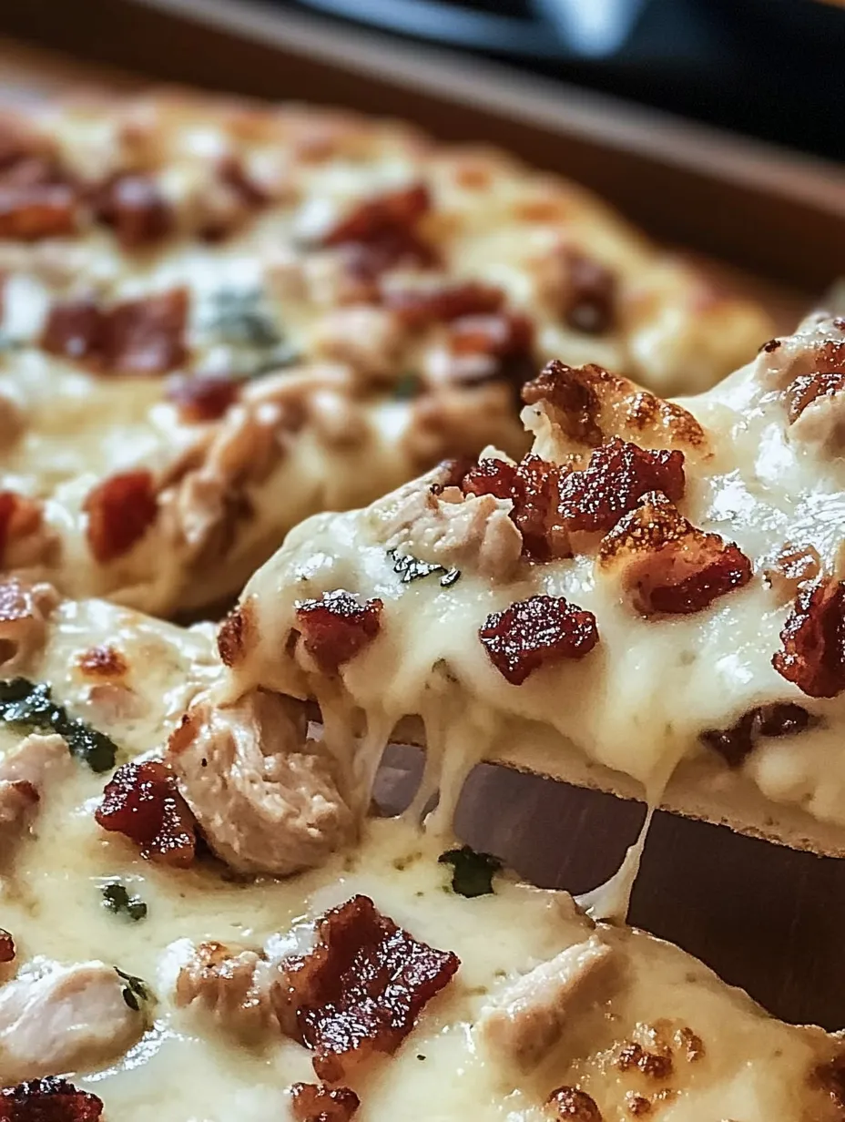 Chicken Bacon Alfredo Pizza