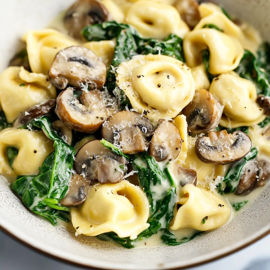 Creamy Tortellini with Spinach and Mushrooms