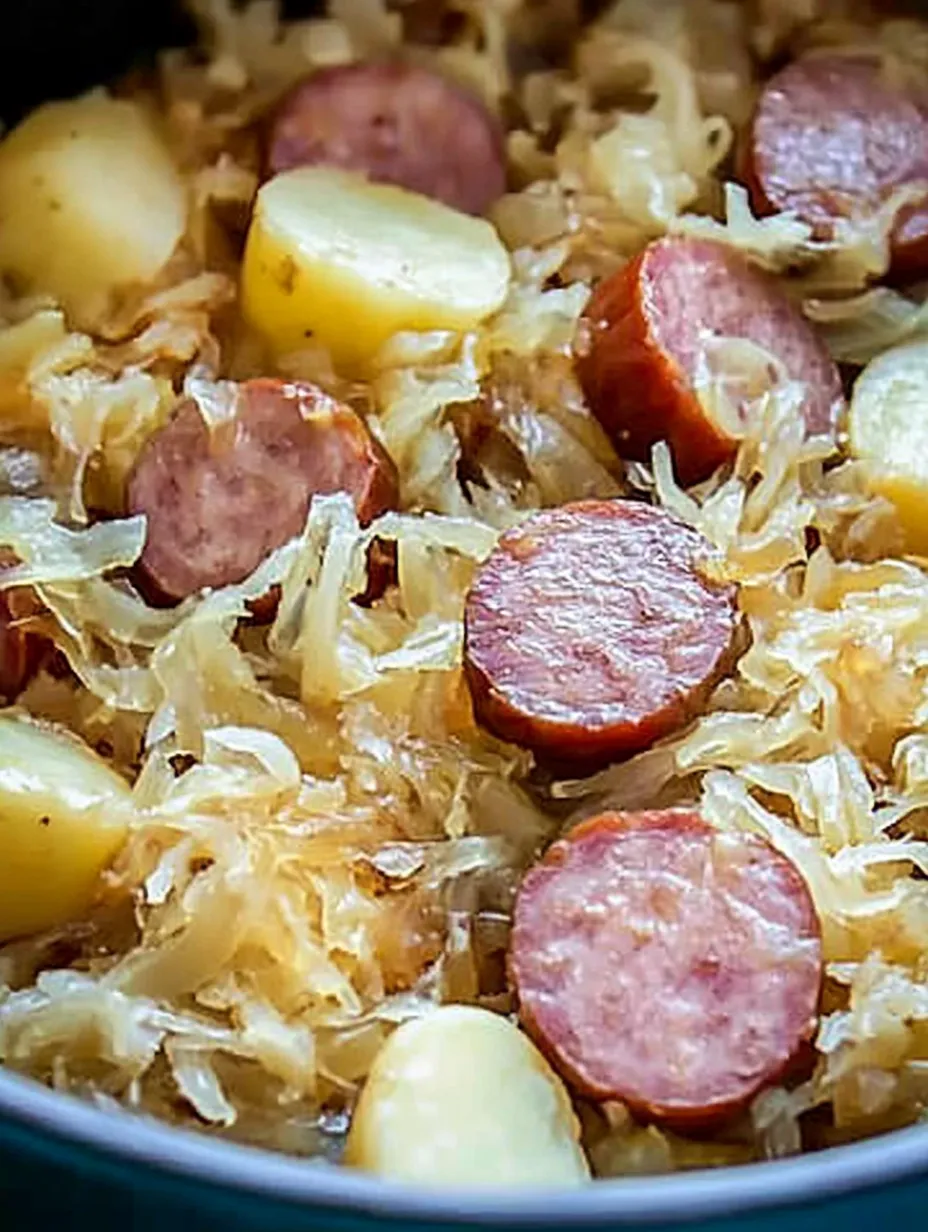 Easy Polish sausage, Sauerkraut and potatoes CROCK POT Recipe