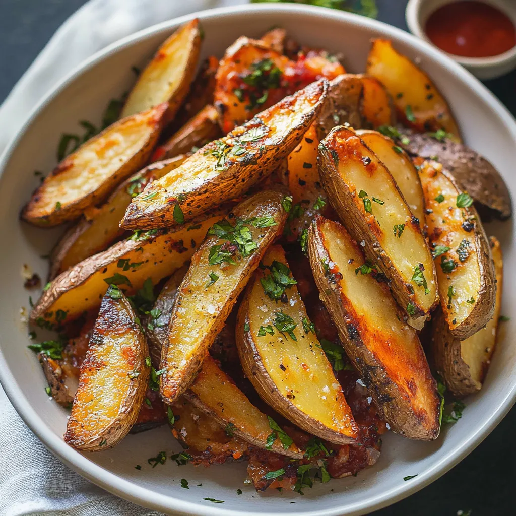 A plate of fries with ketchup.