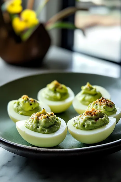 A plate of eggs with toppings.