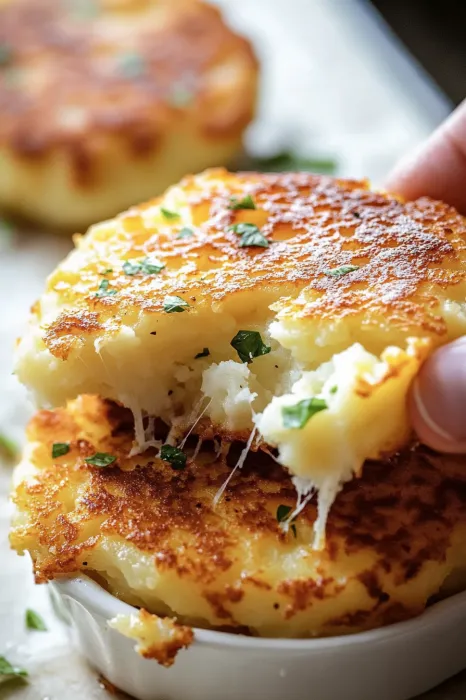 A piece of food with cheese on it.