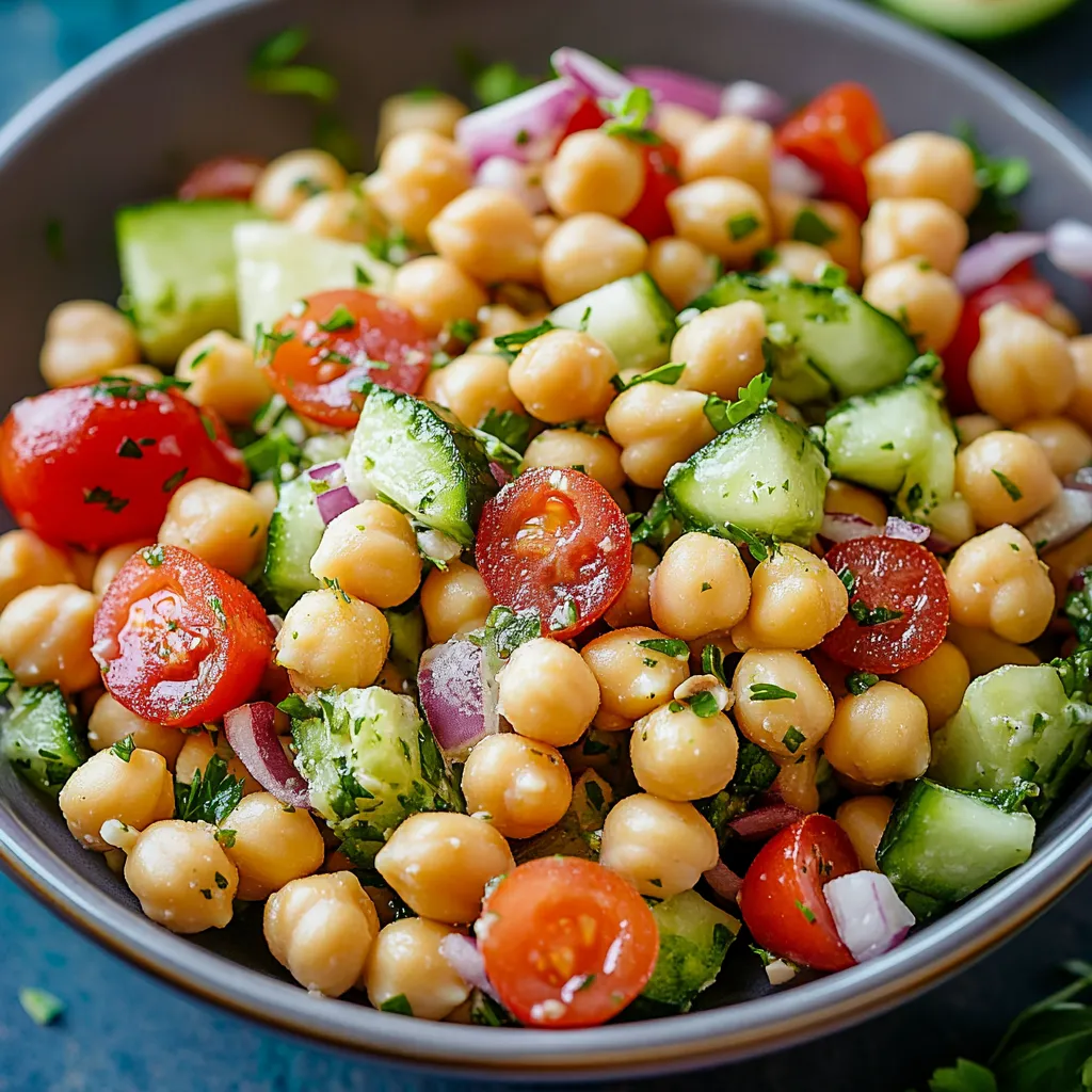 A bowl of chickpeas and vegetables.