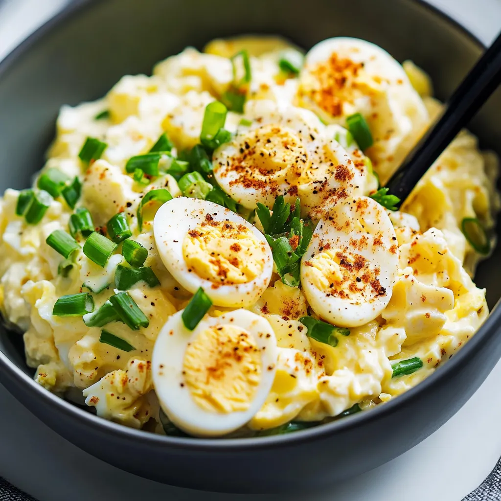 A bowl of food with eggs and vegetables.