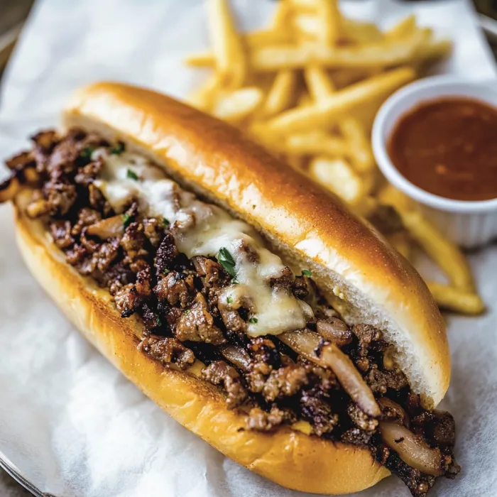 A hot dog with onions and cheese.