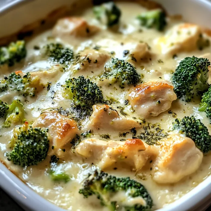 A bowl of chicken and broccoli.