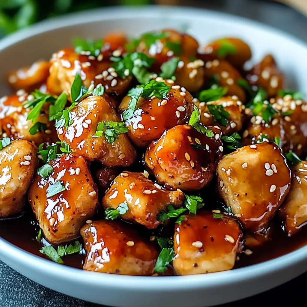 A bowl of chicken with sauce.