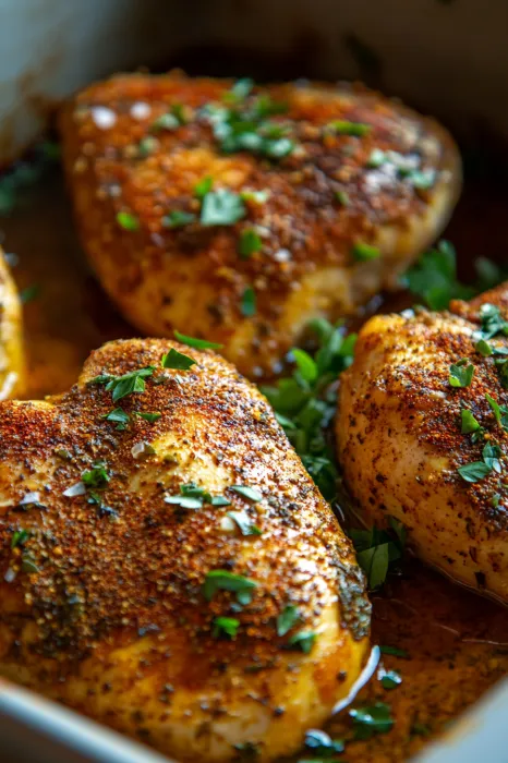 Chicken with green herbs.