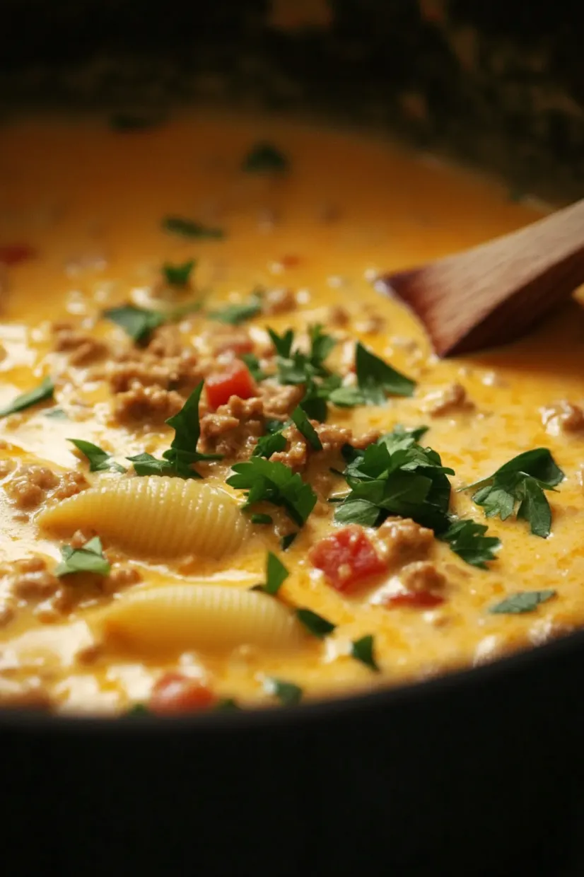 A bowl of soup with a spoon in it.